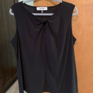 Black top with plunge neckline